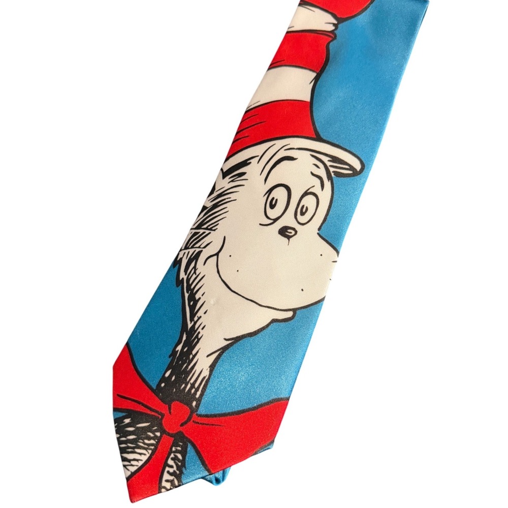 Dr. Seuss Cat in the Hat‎ Tie One Size Blue Red Retro Novelty Dr Seuss Tie